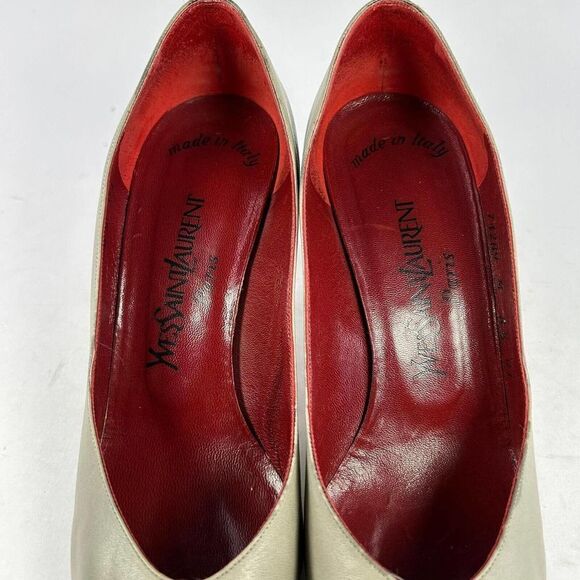 VTG YSL Yves Saint Laurent Women's Tan Sand Pumps US 8.5 M Heels Classic Shoes - Picture 9 of 13
